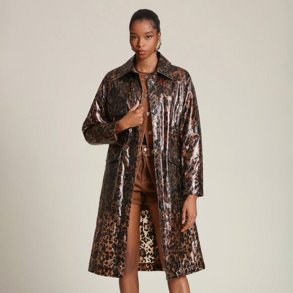 Last Chance! New Avec Les Filles Leopard Rain Trench Coat XS $138